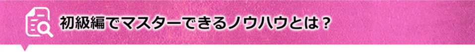 初級編でマスターできるノウハウとは？