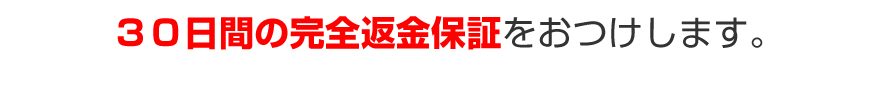 ３０日間の完全返金保証をおつけします。