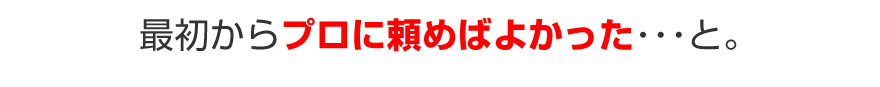 最初からプロに頼めばよかった・・・と。